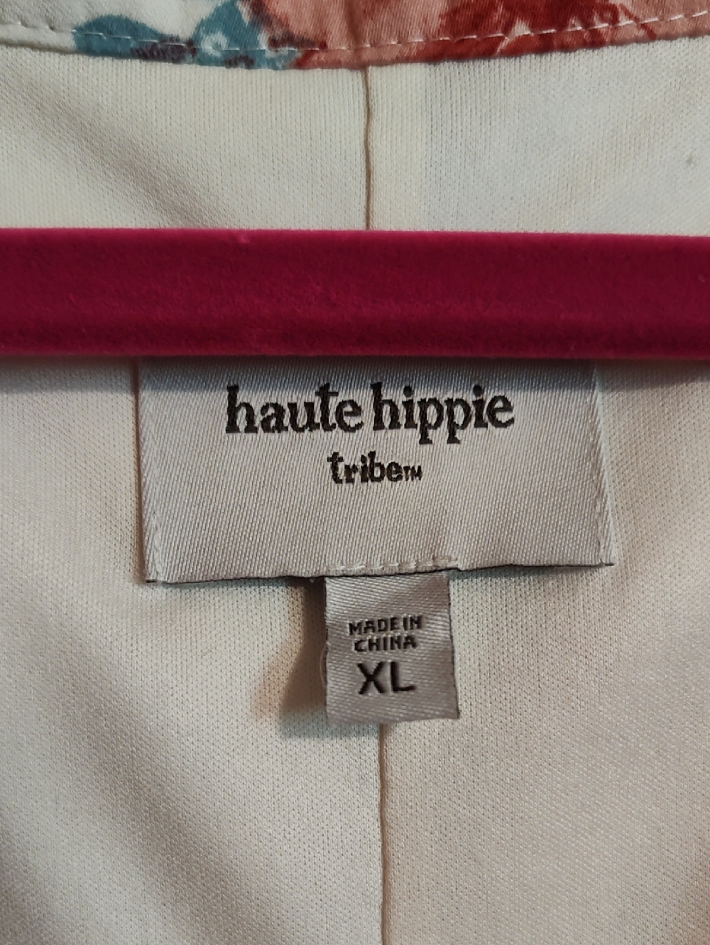 Haute Hippie Tribe Dress Floral Rust Blue Cream Tassels Boho Kimono Sleeves XL - Picture 15 of 16